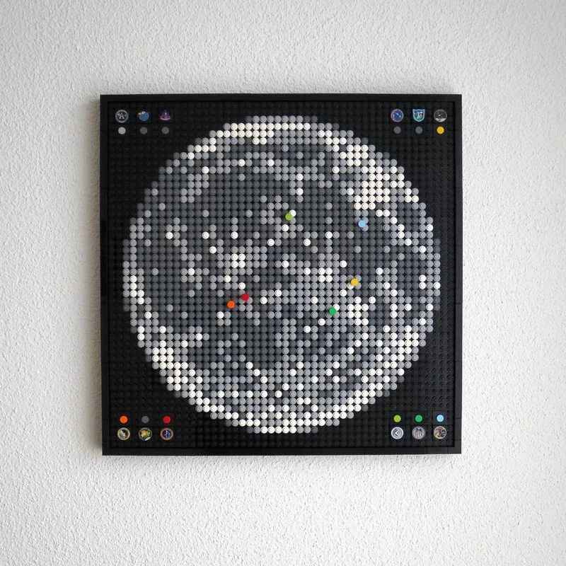 

2469PCS MOC Apollo Lunar Landing Site – Mosaic Mural Building Blocks Model Wall Decorations Creative DIY Toys Kid Christmas Gift