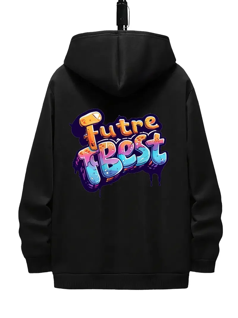 2024 new men's high-quality hooded sweatshirt, y2k creative printed breathable men's sports street sweatshirt