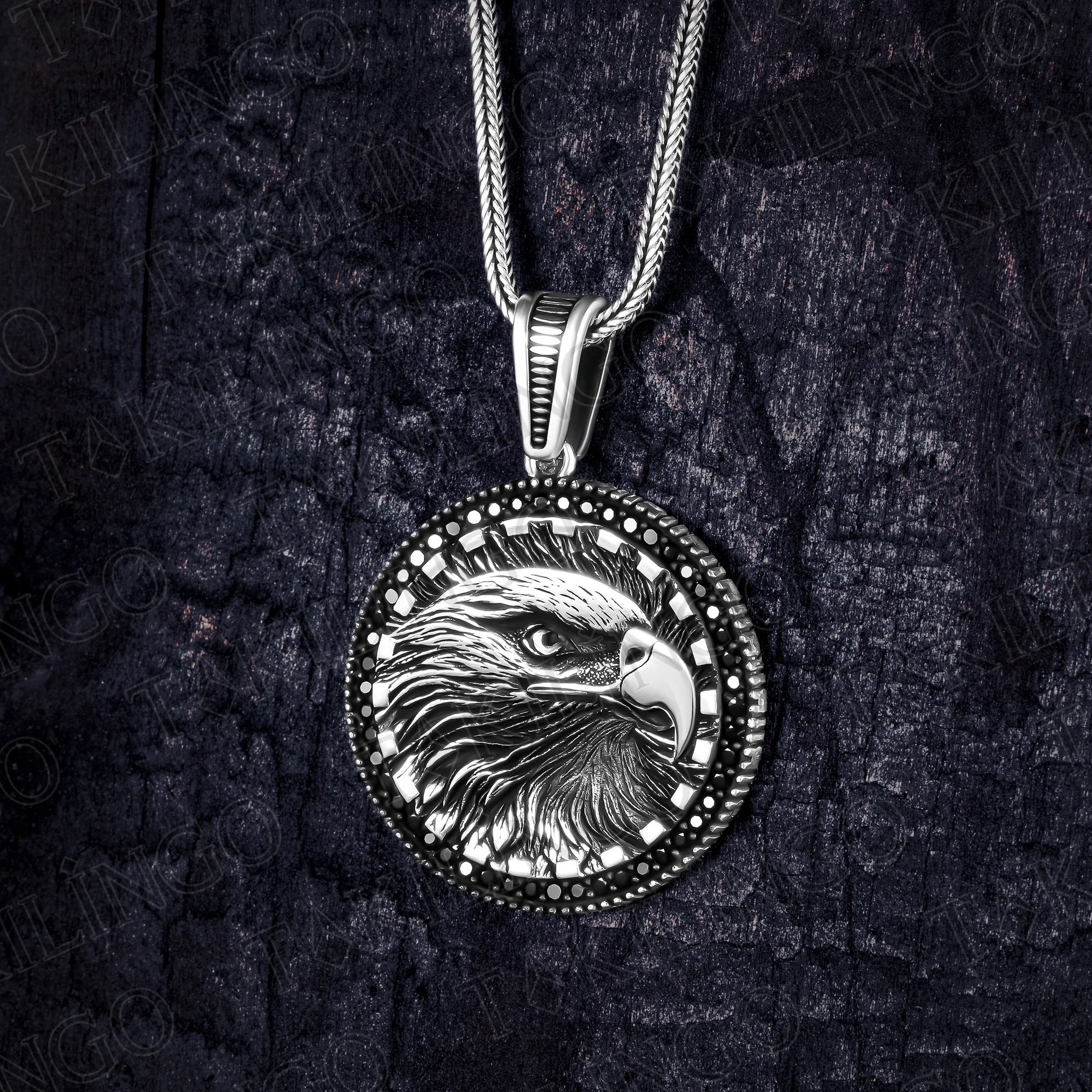 

Eagle Necklace for Men 925 Sterling Silver Retro Black Zircon Stone Eagle Animal Pendant Necklace Fashion Jewelry Gifts for Men