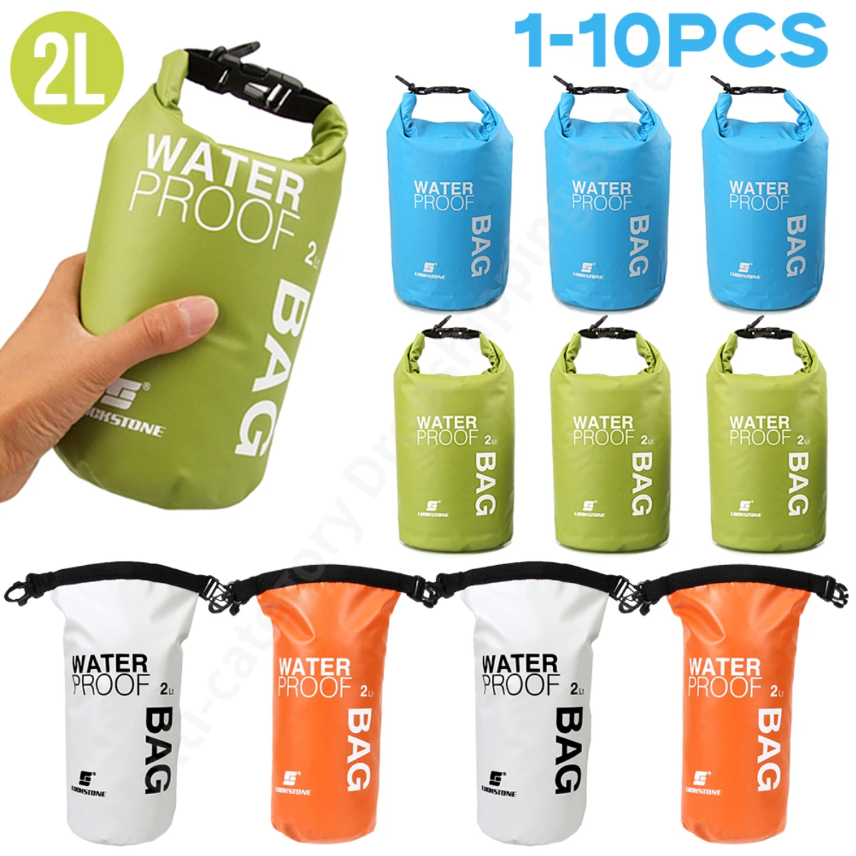 2L Dry Bag Sack Waterproof Phone Pouch Floating Boating Kayaking Water Bag Drifting PVC Mesh Bags for Outdoor Swimming Rafting