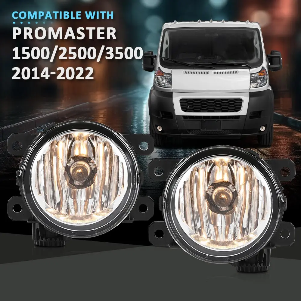 

Fits 2014-2022 Ram Promaster 1500 2500 3500 Front Left Right Fog Light Lamp Set