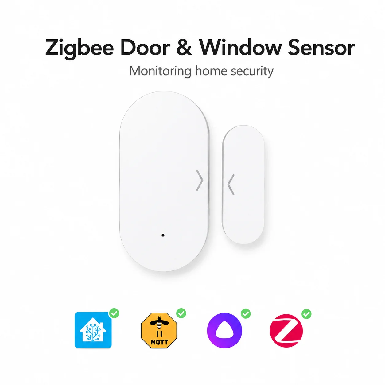 Zigbee 3.0 Door Window Contact Sensor Magnetic Entry Alarm Detector Smart Life Home Assistant Zigbee2MQTT ZHA Alexa Yandex