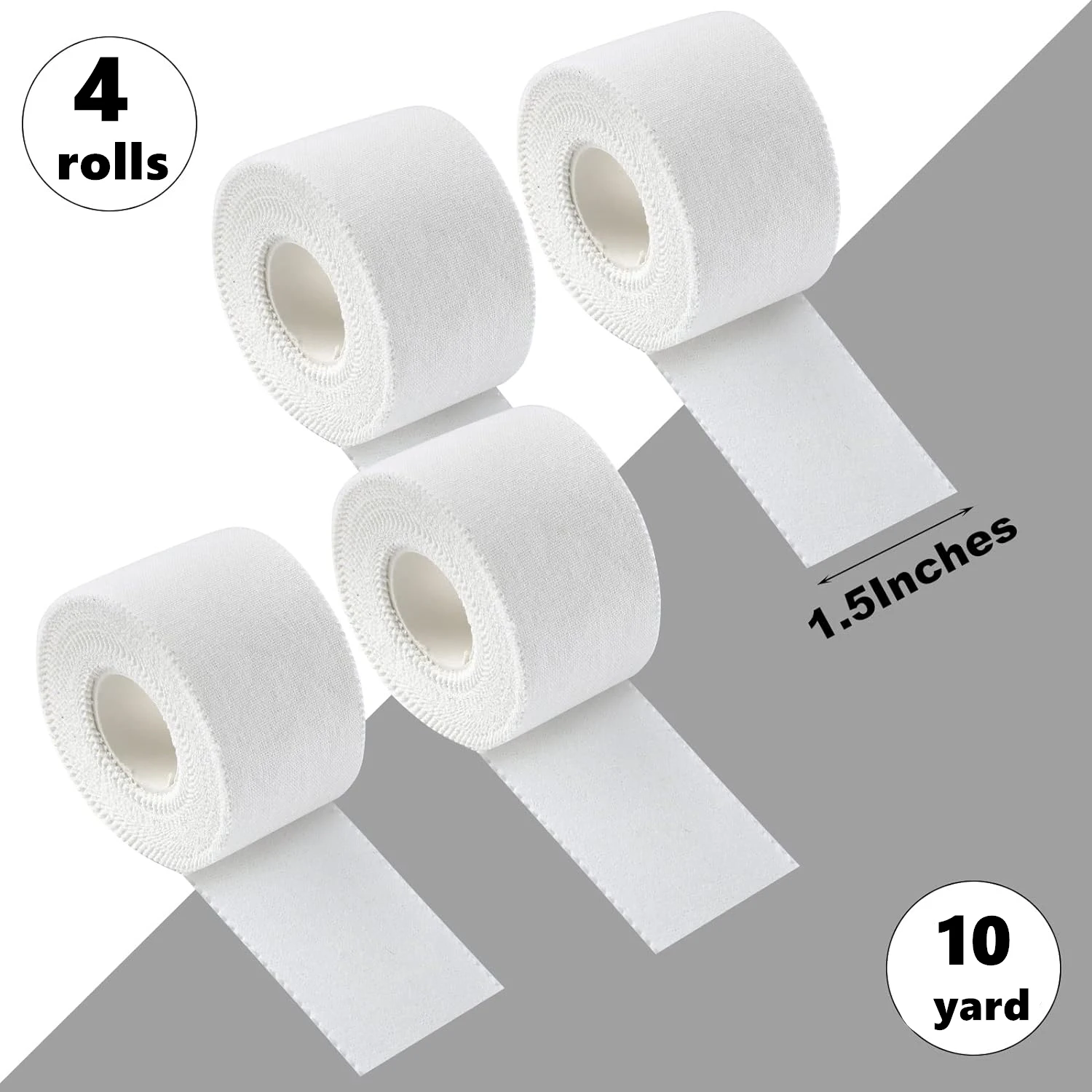 4 Rolls Cotton Athletic Tape Set Training Finger Wrist Knee Joints Support Tape Easy Tear for Bats,Tennis,Gymnastics & Boxing