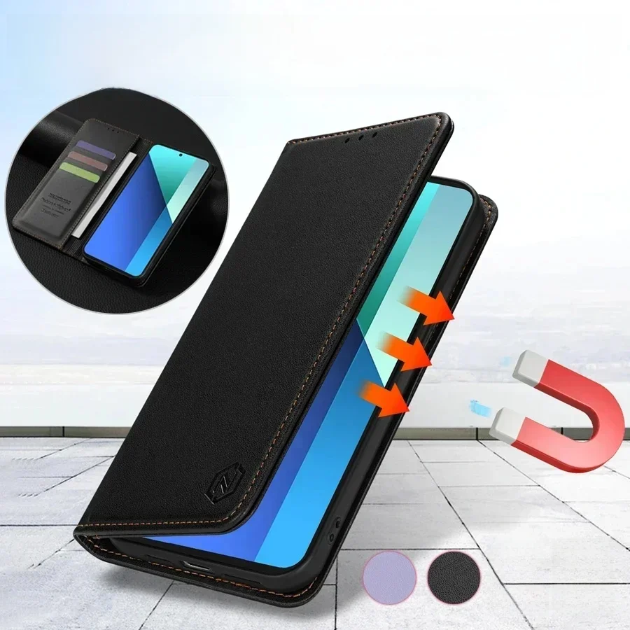 Portfel Przyjazny dla skóry magnetyczny futerał z klapką na kartę dla Xiaomi 14T 13T 11T Poco X6 C65 C75 Redmi 14C 13C 13 12C 10C 9A 9C — zdjęcie 2