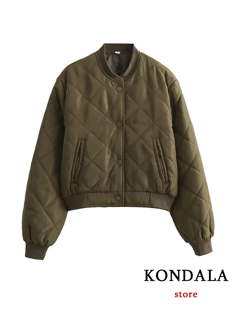 KONDALA Chic Trendy Solid Army Green Zipper Jacket Fashion 2023 autunno manica lunga cappotto nascosto Versatile e confortevole cappotto corto