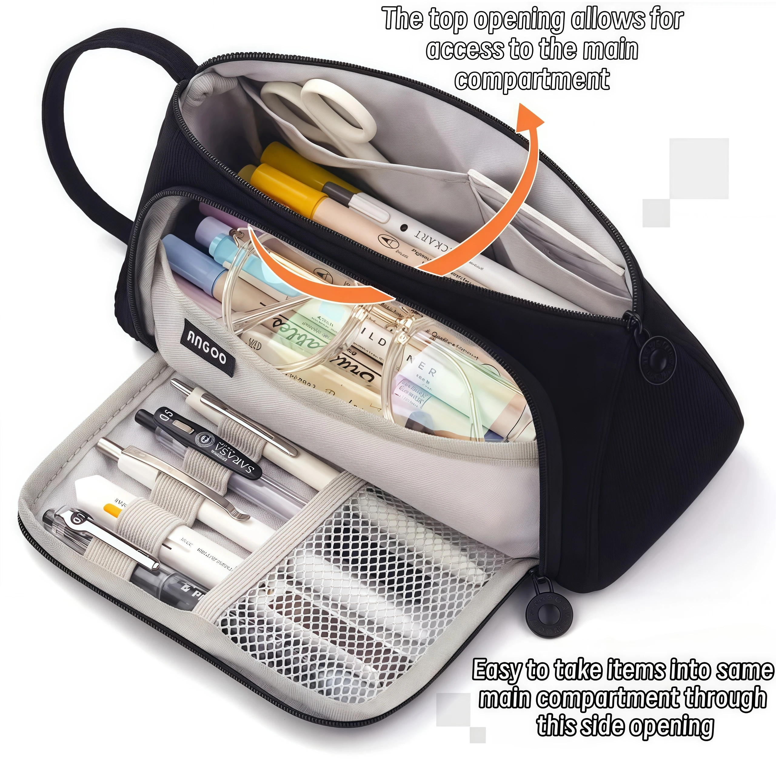 Large capacity triangular pencil case, multifunctional pencil pouch, portable and durable design, suitable for students adults