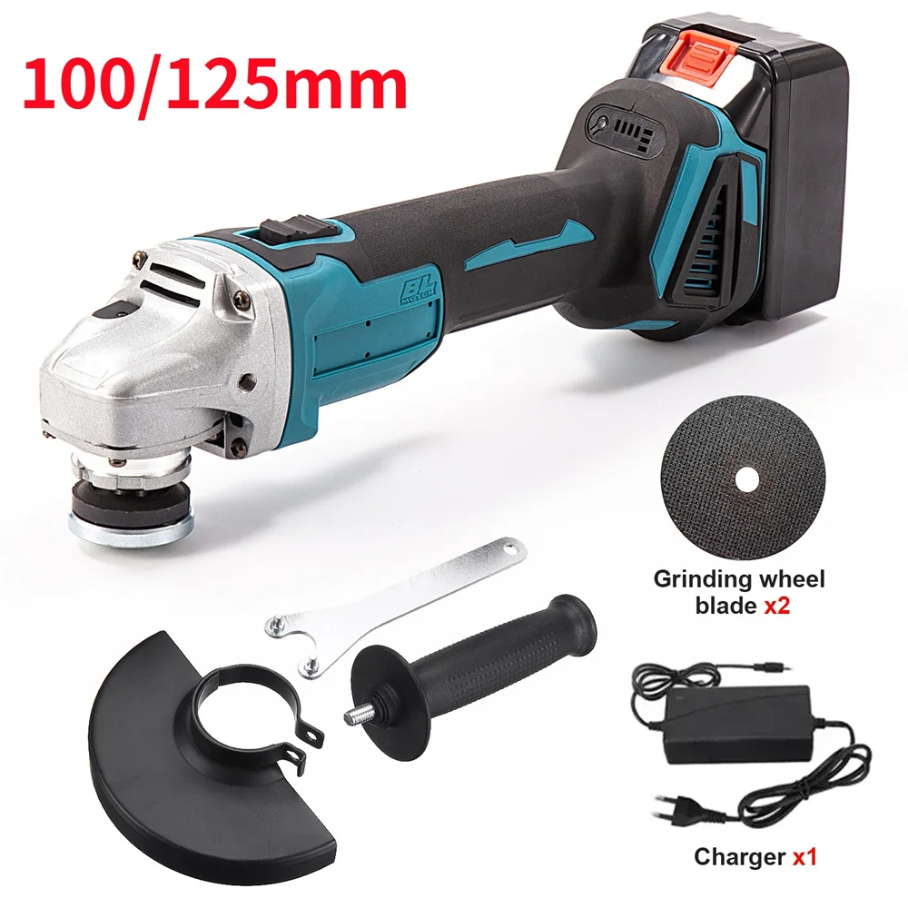 100mm/125mm Brushless Cordless Angle Grinder Rechargeable Electric Cordless Cutting Grinding Polisher Household Power Tools