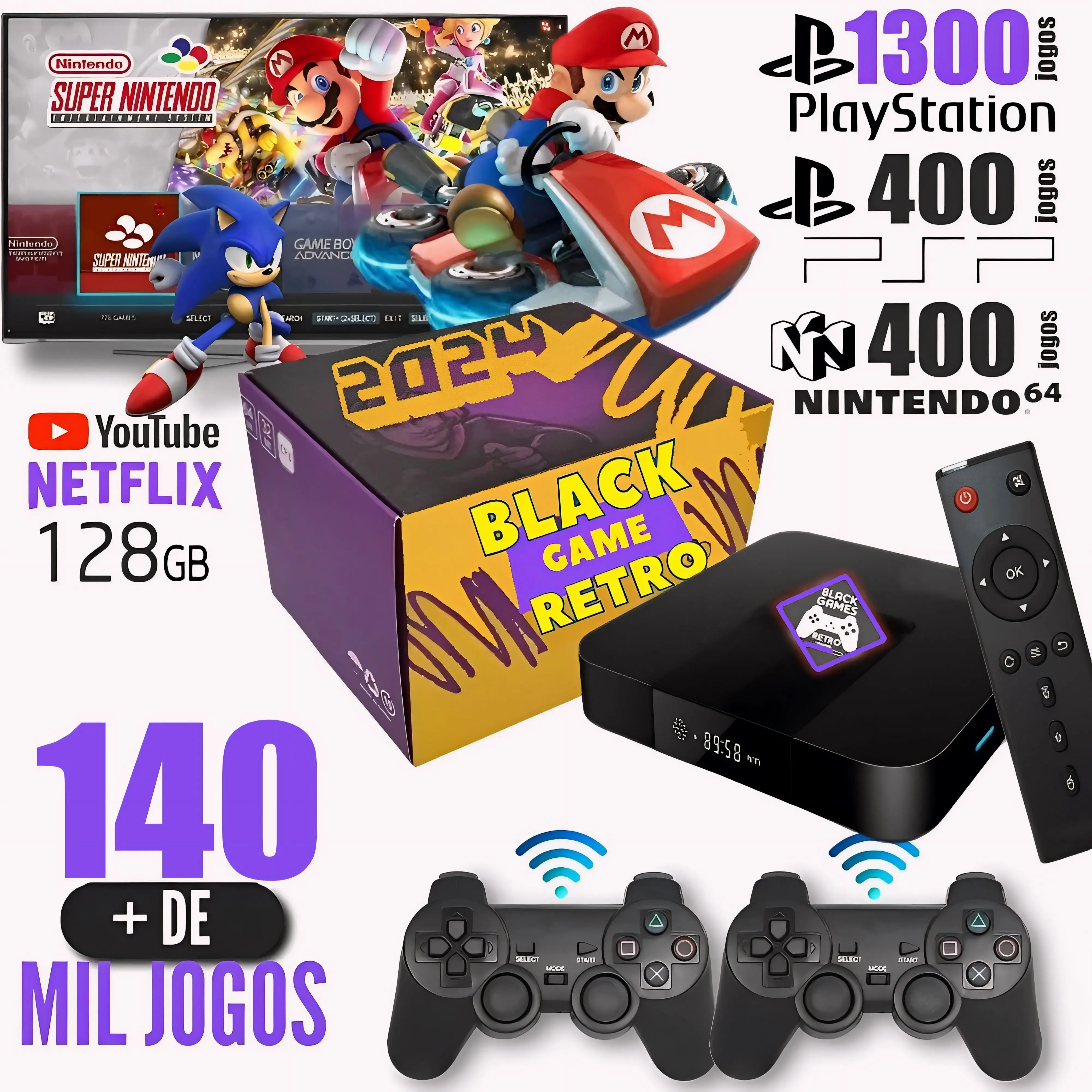 Video Game Retro + Smart Tv Console Box Converter 140 Thousand Games 2024