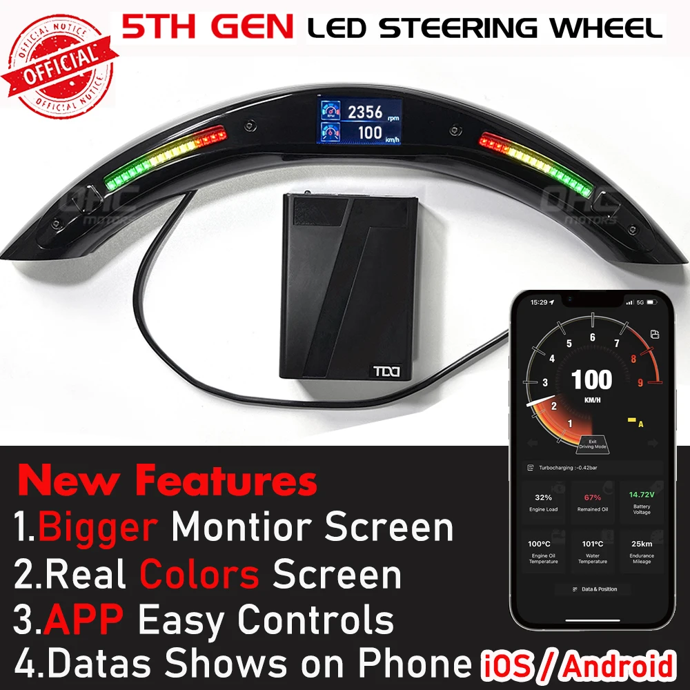 Galaxy Pro LED Kit Digital Display Steering Wheel Universal Customized Shift Indicator Lights with OBD2 Module Kit for All Car