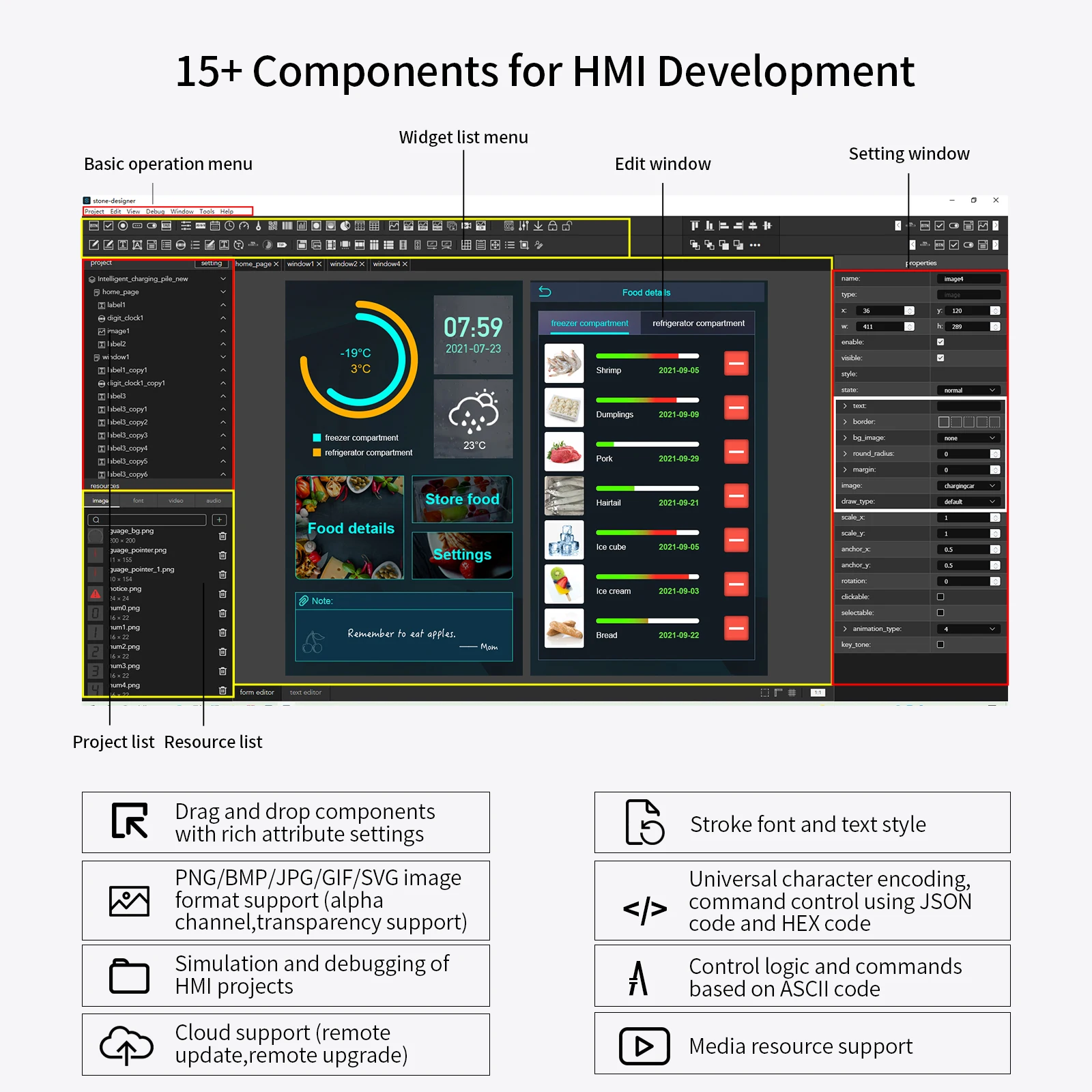 Module d'affichage LCD intelligent HMI série 4.3 5 7 10.1 pouces, avec programme + écran tactile pour contrôle industriel avec Port RS232 TTL