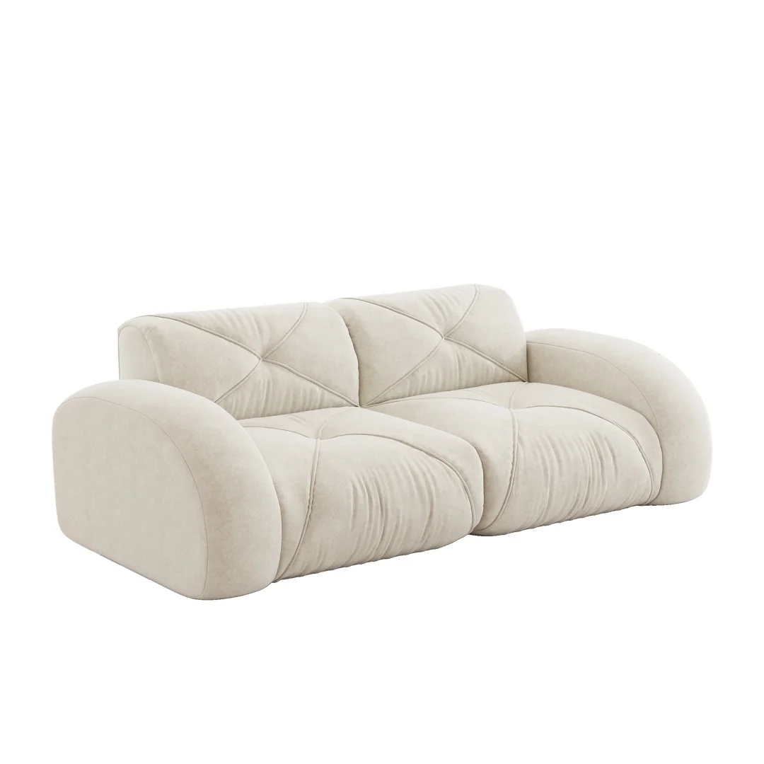 Sofá sin marco, sofá modular de 2 plazas, espuma de alta densidad 32D, adecuado para sala de estar, tela de chenilla cómoda, diseño antideslizante, no requiere montaje, blanco