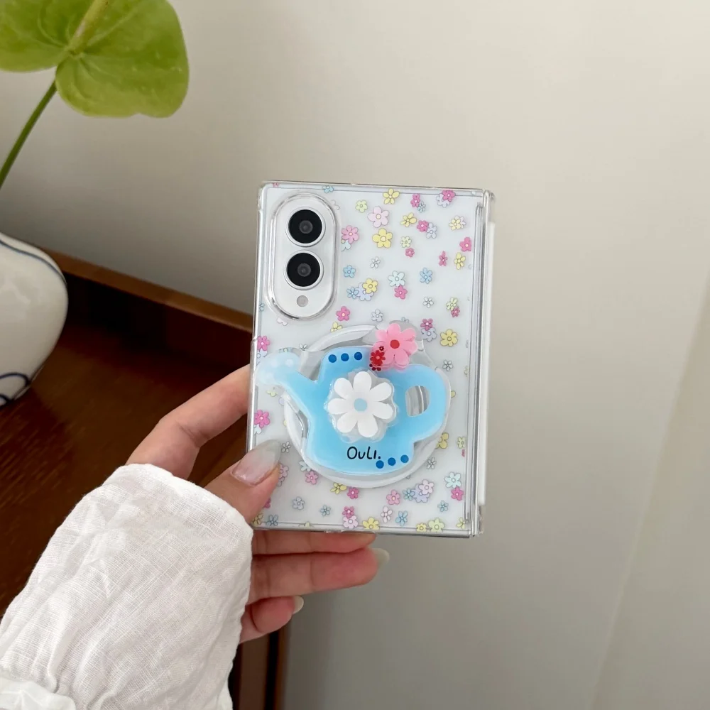 Ins Colorful Small Flower Phone Case For Samsung Galaxy Z Fold 8 Z fold 8 Fashion Anti‑Fall Protective Cover With Magsafe Holder