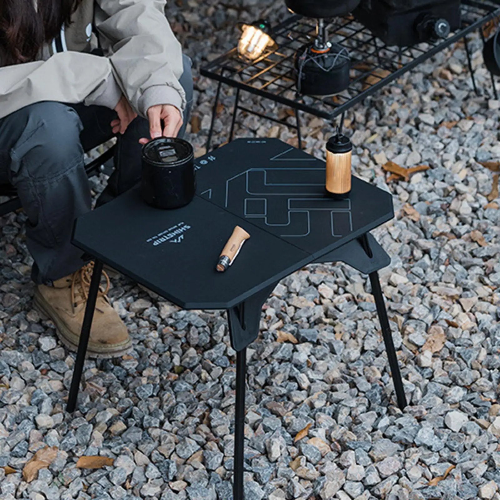 Dual Purpose Table ShineTrip 05 Series Ultralight Outdoor Camping Portable Table Folding Abs Desktop and Aluminum Stand #1