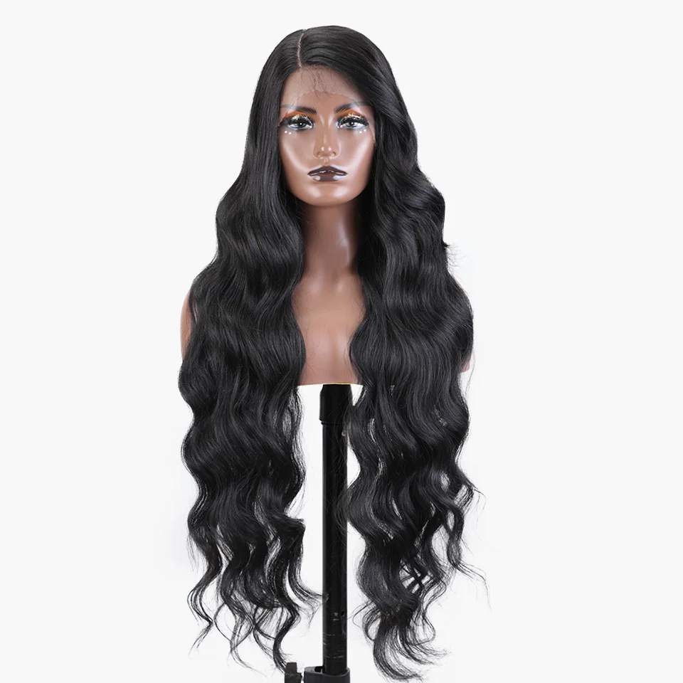 

Synthetic Lace Front Wigs 30 Inch Body Wavy Wigs Natural Look Comfortable & Breathable For Party Daily Wear Heat Resistant Fiber