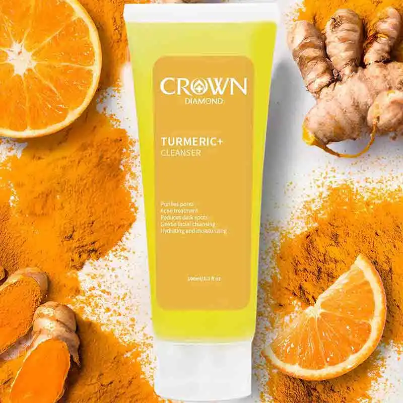 Professional Turmeric Cleanser Whitening Cream Brightening Facial Deep Cleaning Wash Foam Reduce Pockmark Acne Wrinkle Dark Spot