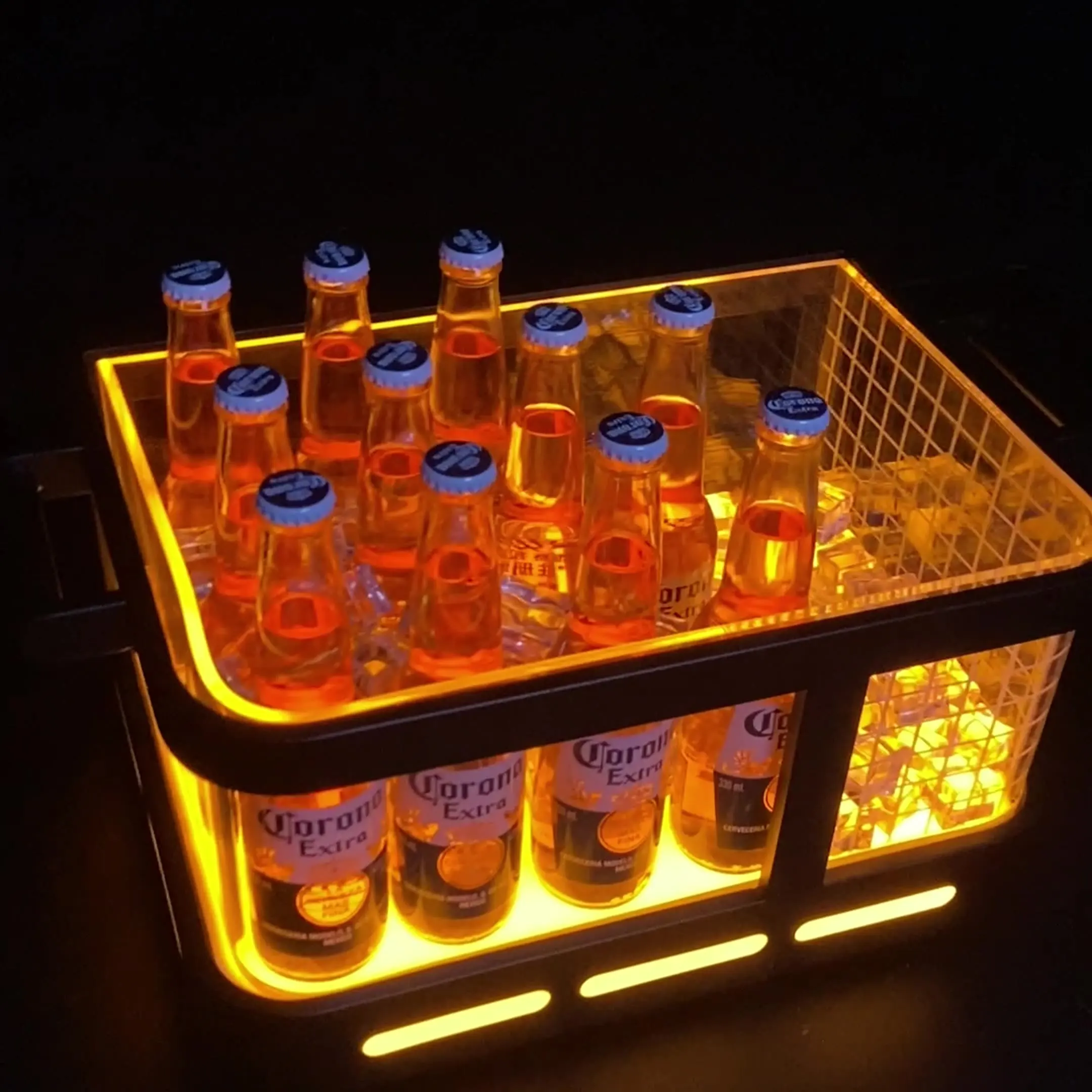 

LED luminous double-layer iron art ice bucket bar KTV beer frame high-value internet celebrity ice pattern cocktail bucket