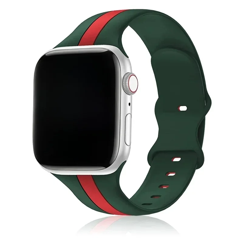 Silikonowy pasek do zegarka Apple Watch Series 3 5 6 SE 7 8 Ultra Sport Gumowy pasek do zegarka IWatch 38 42MM 40MM 44MM 41 45 49MM — zdjęcie 2