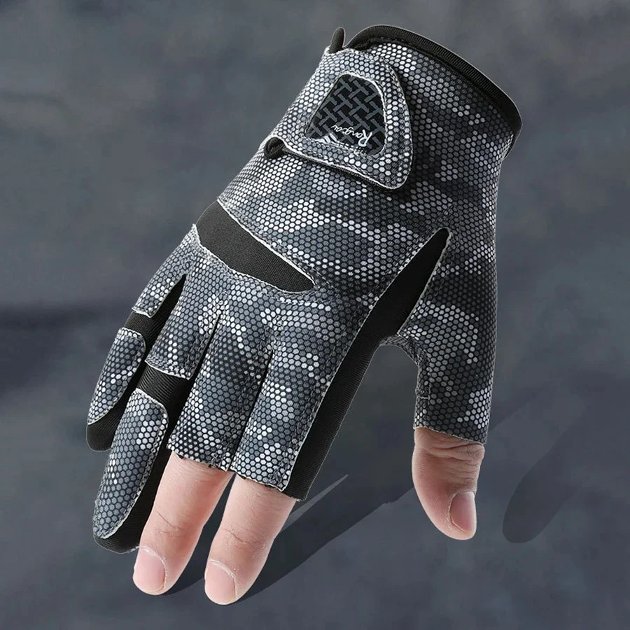 AliExpress Summer New Breathable Skin friendly Soft Thin Half Finger Anti slip Three Finger Fishing Gloves Outdoor Roadside Fishing Gloves