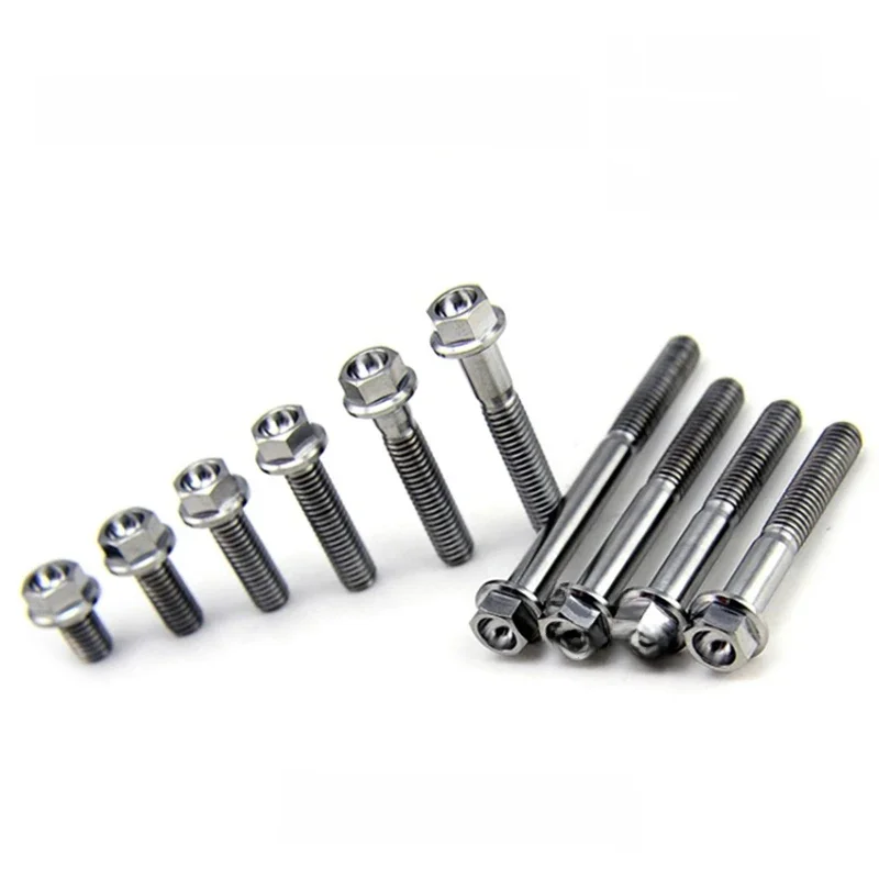 Boulon en titane argenté M6 M8 x 10/15/20/25/30/35/40/45/50/55/60mm, vis à tête hexagonale externe, matériau GR5, 1 pièce