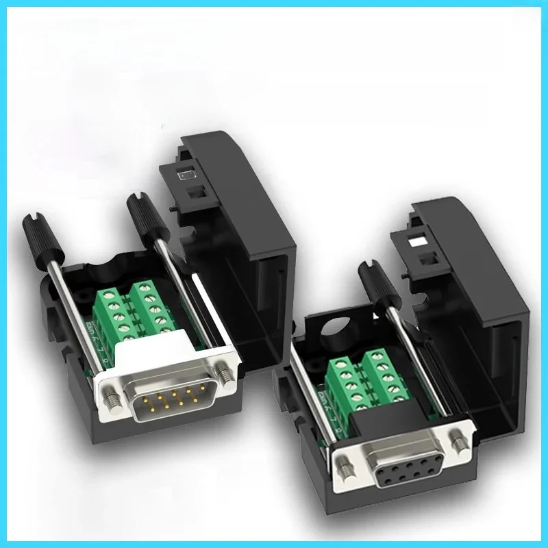 Connecteur DB9 RS232 D-SUB 9 broches mâle femelle, bornes de dérivation RS485, connecteurs sans soudure à fil 21-24 AWG