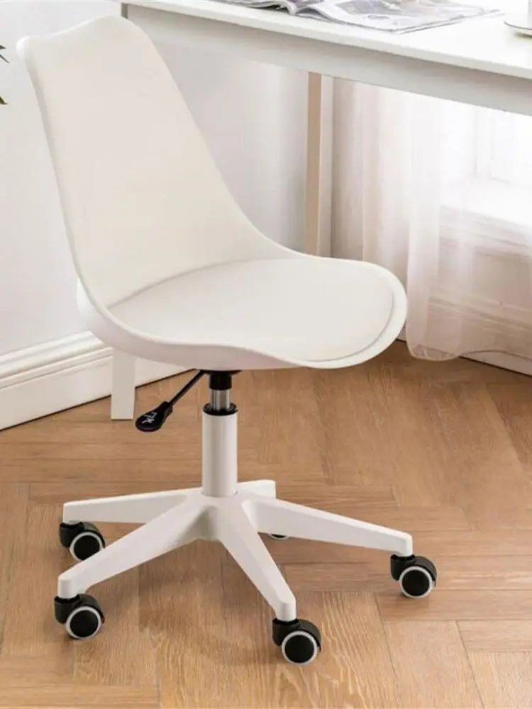 Silla de EAMES TULIPAN para oficina,soporte Lumbar giratorio para escritorio, ruedas para oficina y hogar, mueble estilo nórdico medieval, con asiento acolchado de cuero sintético, para escritorio, comedor