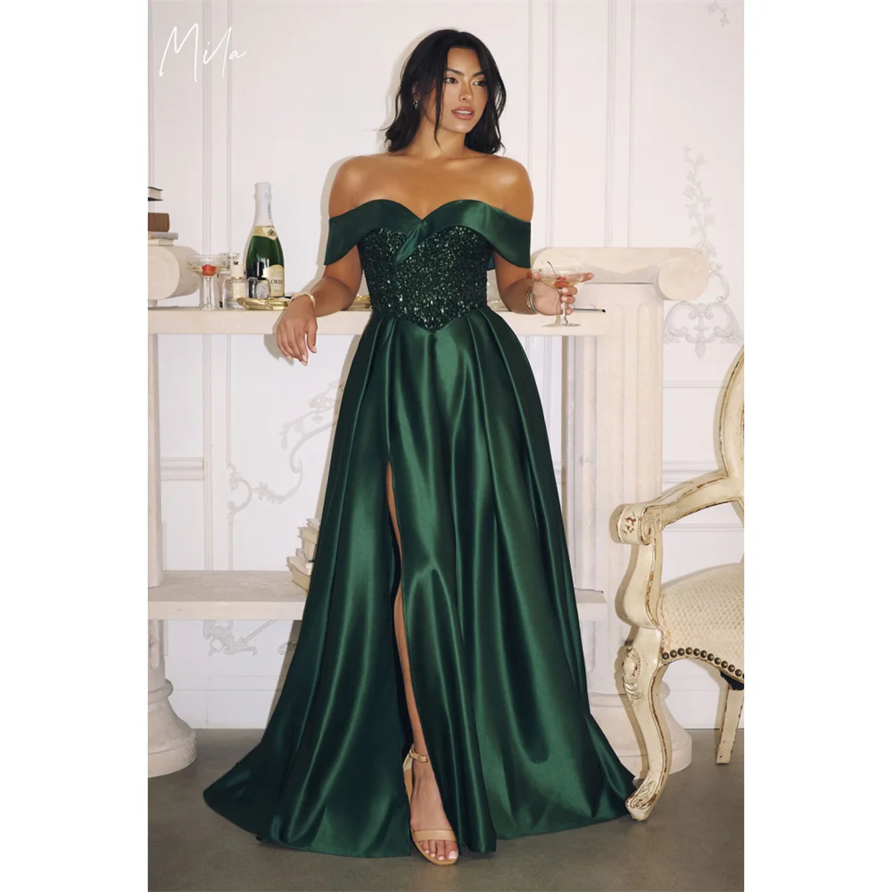 ミラ シャイニング コルセット プロムドレス オフショルダー サイドハイ スリット カスタマイズ フォーマル イブニング フロアレングス ドレス 2025