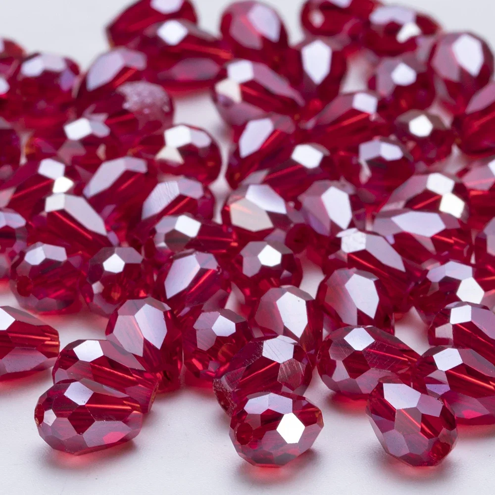 6x8mm Austria fasetowane koraliki szklane w kształcie łezki AB kolor Waterdrop kryształowe koraliki luźne koraliki dystansowe do tworzenia biżuterii DIY bransoletka — zdjęcie 2
