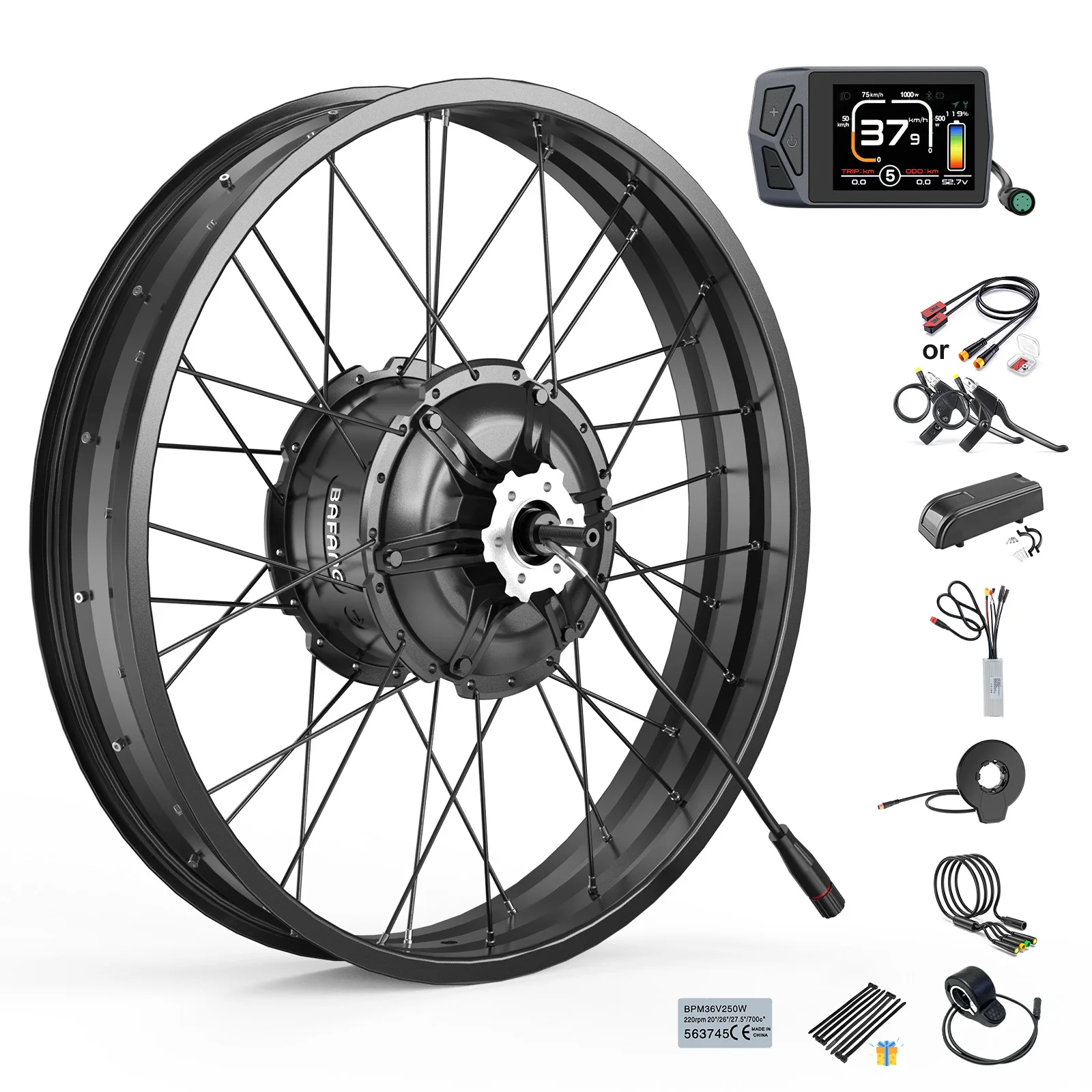 BAFANG Radnabenmotor 48V 1000W 750W 500W 8Fun G062 eBike Fat-Tyre Radmotor 20" 26" 27.5" 28 29 700C Elektrofahrrad Vorder- Hinterrad Driver Umbausatz für Scheibenbremse