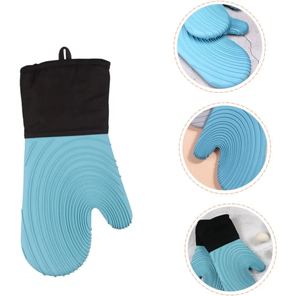 

Silicone oven heat insulation gloves, suitable for cooking, baking and grilling, extended style, BPA-free, easy to clean, flexib