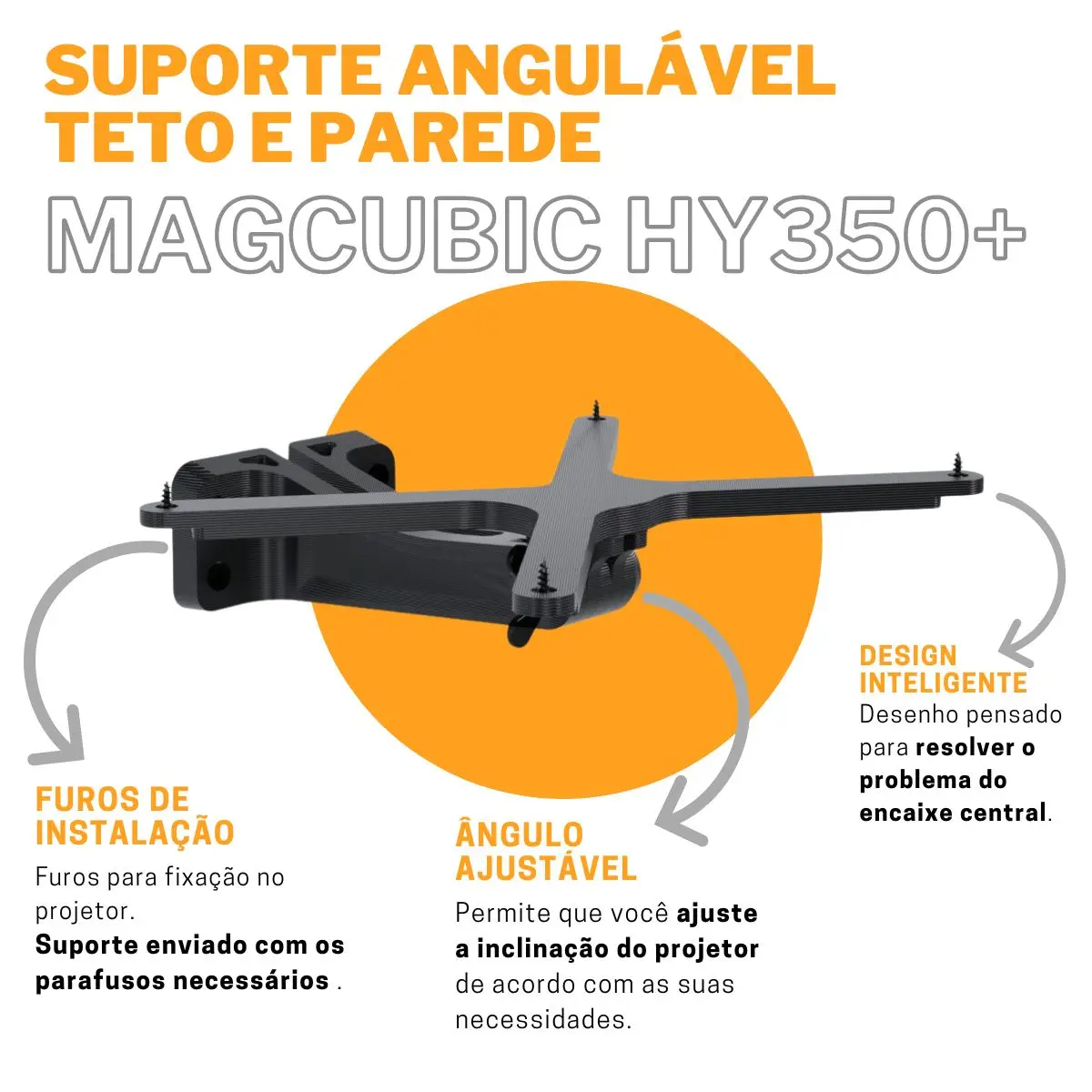 Suporte Angulável de Parede e Teto Compatível com Projetor Magcubic HY350+