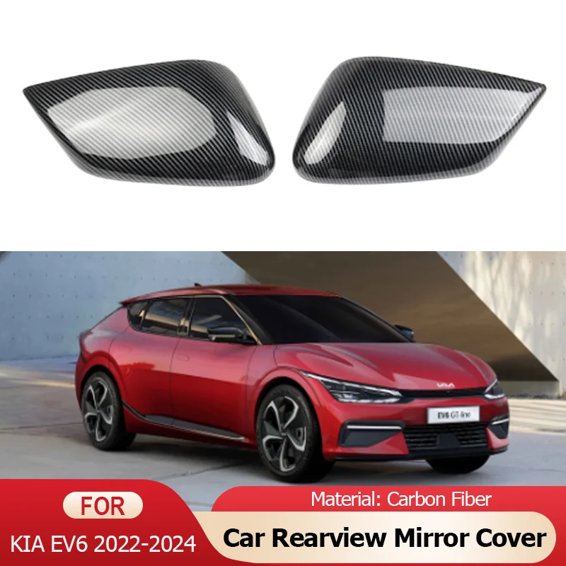 

ABS Car Rearview Side Mirror Cover Wing Cap Exterior Door Rear View Case Trim Accessories for Kia EV6 CV GT-Line 2022 2023 2024