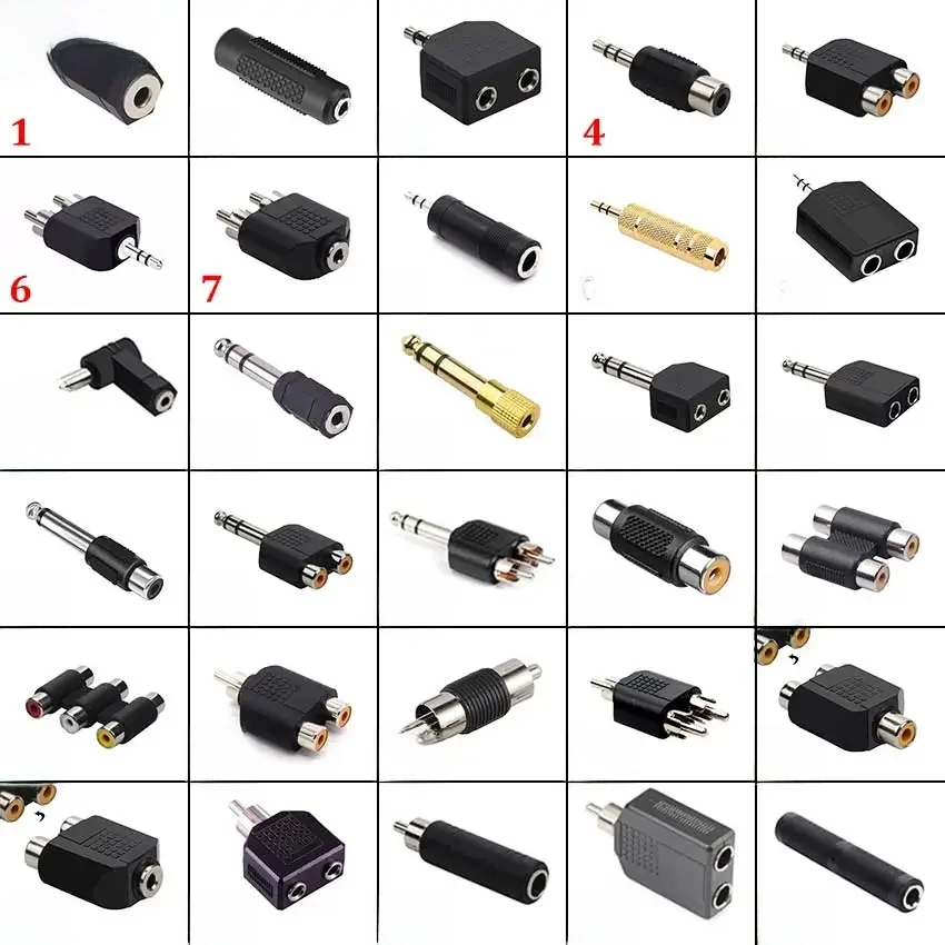 JCD 1 pièces RCA 3.5mm 6.35mm connecteur Jack Audio Mono stéréo mâle à femelle adaptateur convertisseur pour haut-parleur