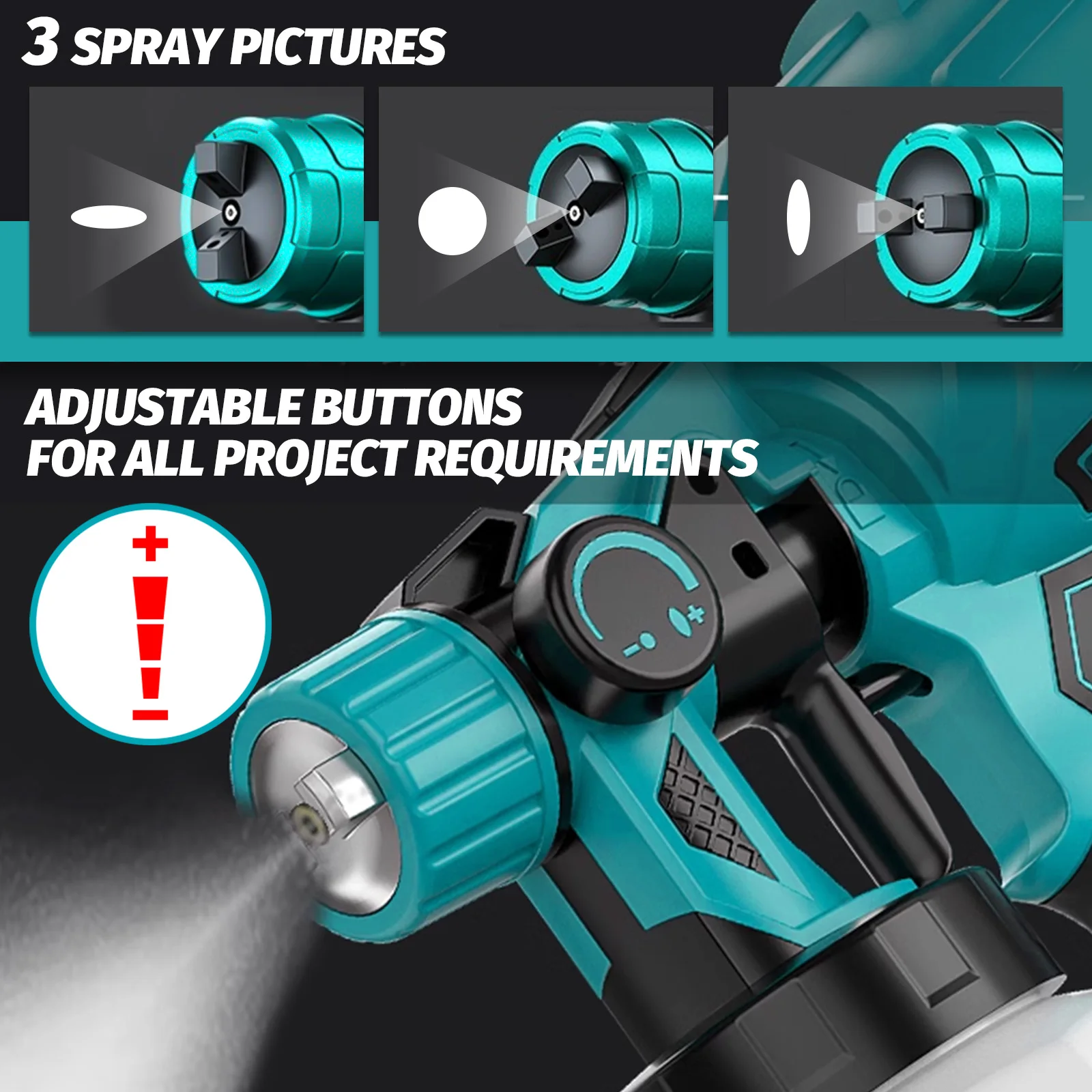 بخاخ طلاء كهربائي لاسلكي 1000 مللي مع بطارية 2 × 3.0 أمبير وفوهات تحل محل مسدس رش HVLP لبطارية ماكيتا 18 فولت #2