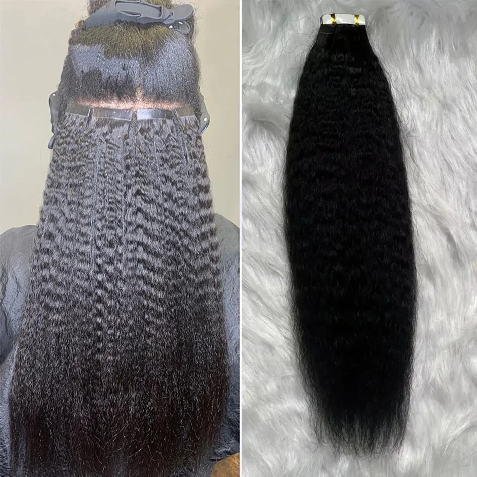 

Skin Weft Tape in Human Hair Extensions 16"-26" 100% Real Natural Hair Kinky Straight Hair Seamless Invisible High Salon Quality