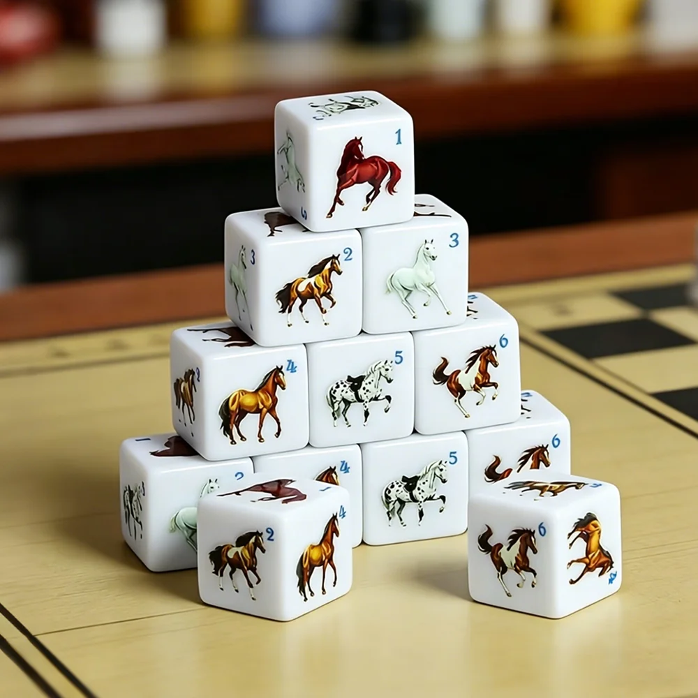CANDYPIXEL12PcsHorse D6 12PcsDice Set, suitable for table games, board games RPG、DND、 Party discounts, 6-sided dice