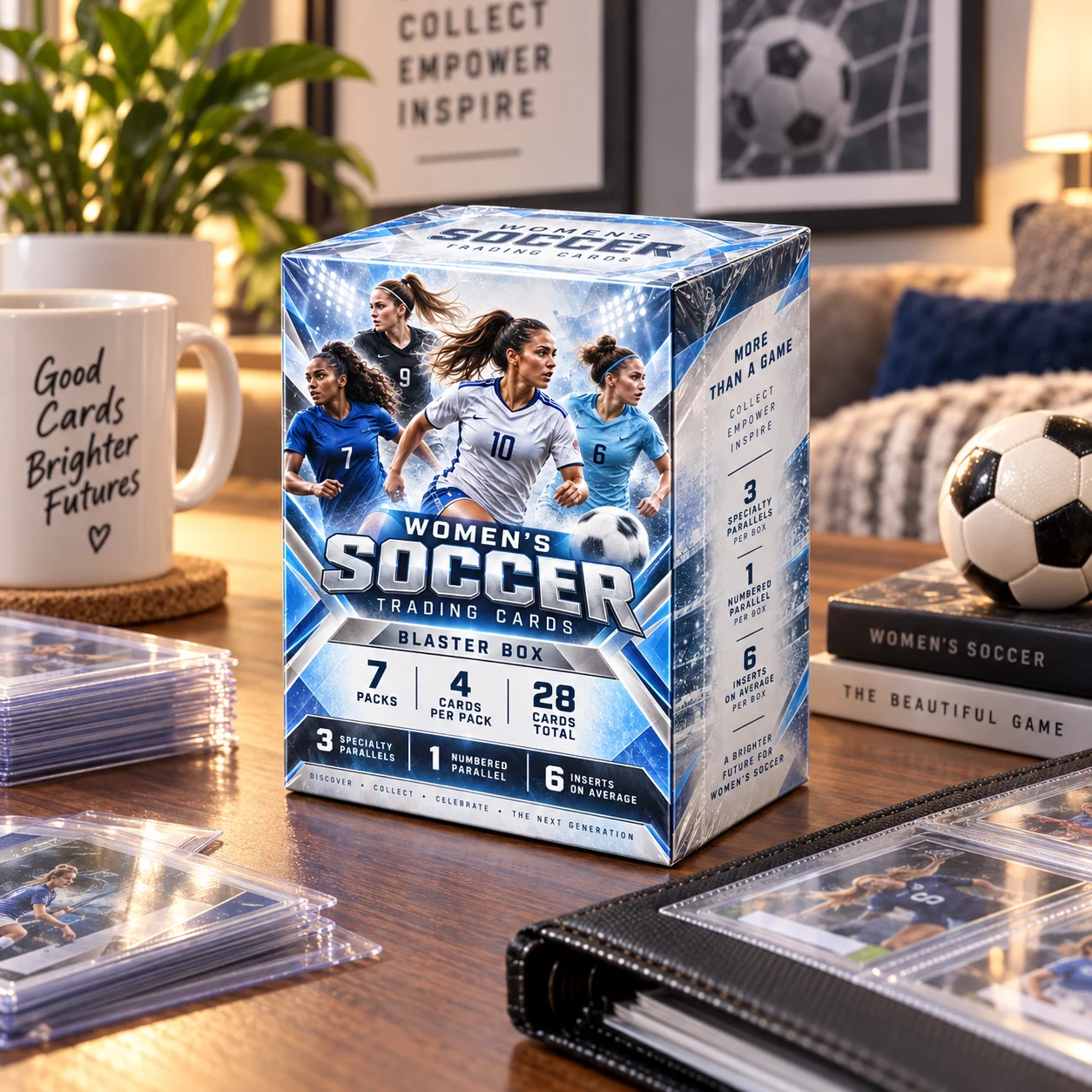 2024-25 Women’s Soccer Trading Cards Blaster Box 7 Packs 28 Cards Sports Collectible Parallels Inserts for Soccer Fans Collectors