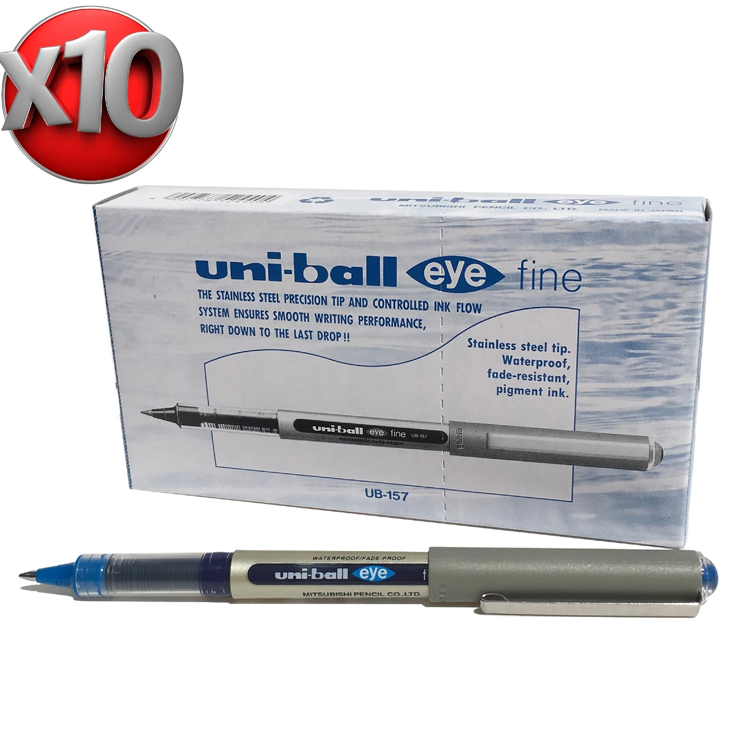 

Uni-Ball Eye Rollerball Pen UB-157, 0.7 mm, 10 pcs. High Quality Brand, Office Writing Supplies (Color Optional)