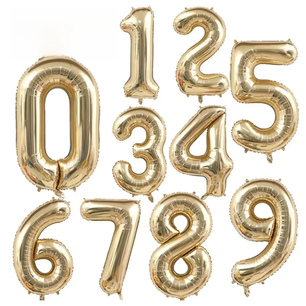 1 STKS 40 inch grote wit goud licht goud digitale folie ballon voor meisjes verjaardagen helium grote number0-9 ballon decoratie - afbeelding 2