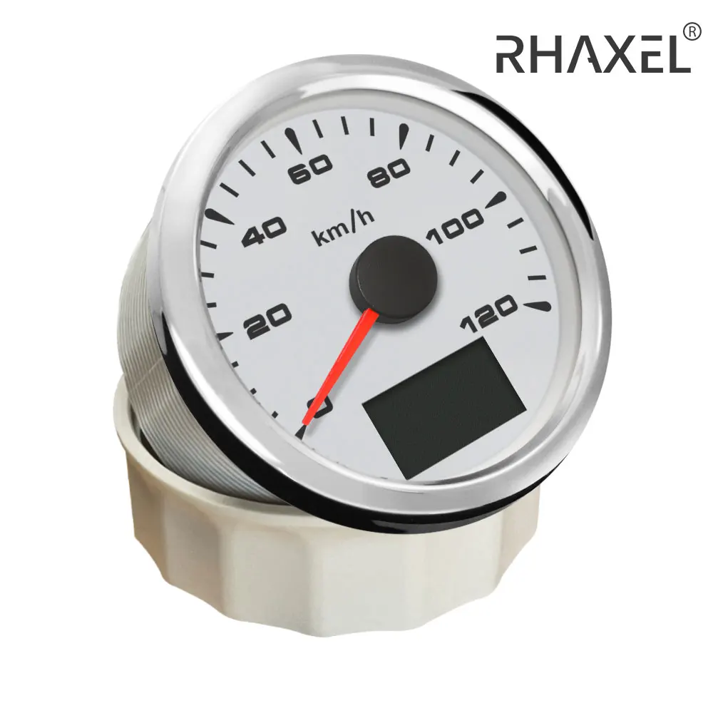 

RHAXEL 85mm GPS Speedometer 0-120km/h 0-200KM/H Odometer Mileage 9-32V for Auto Car Truck with 8 Colors Backlight