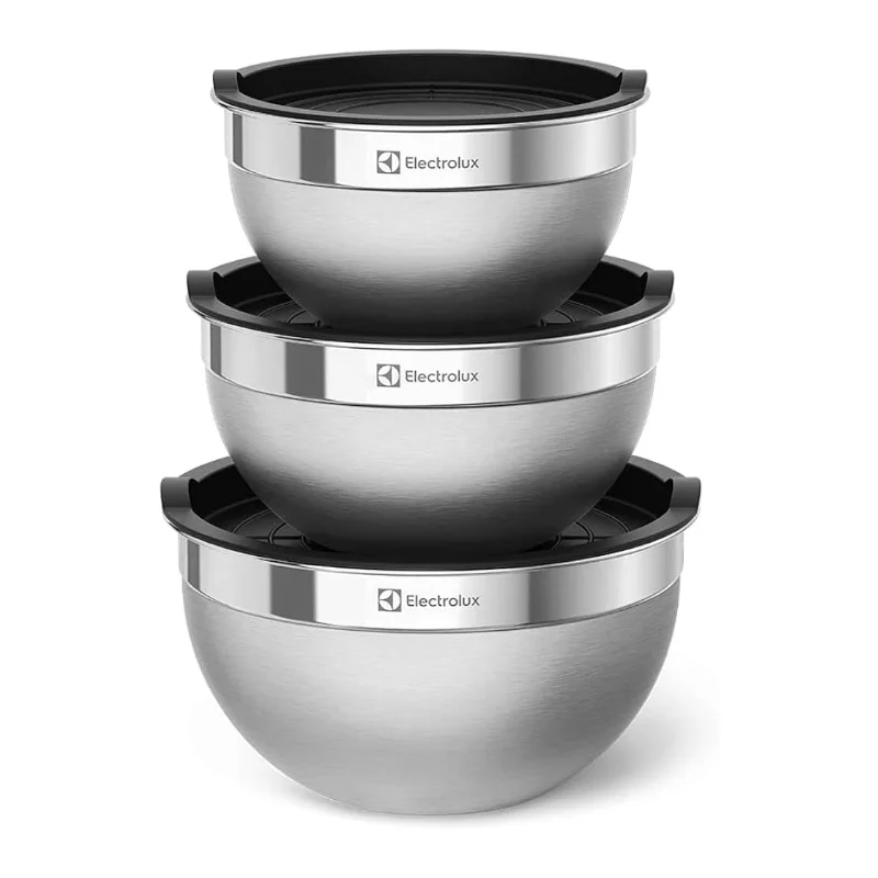 Set of Bowls Stainless Bowls with Plastic Lid-Electrolux