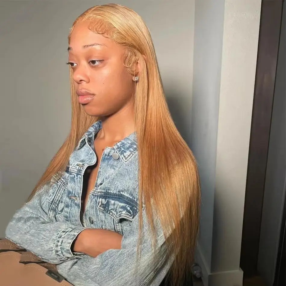 Wiggogo Straight Honey Blonde Wig Human Hair 13X6 13X4 Hd Lace Front Wigs 13X6 Lace Frontal  Wig 100% Colored Preplucked Wig