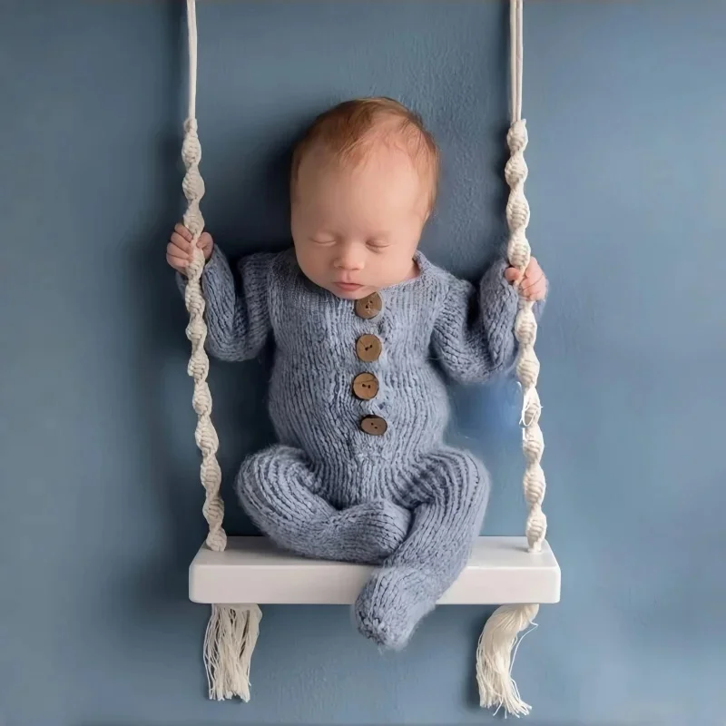 Accessoires de photographie pour bébé, chaise pivotante pour nouveau-né, meubles en bois pour nourrissons, accessoires de prise de vue Photo, accessoires Photo pour bébé