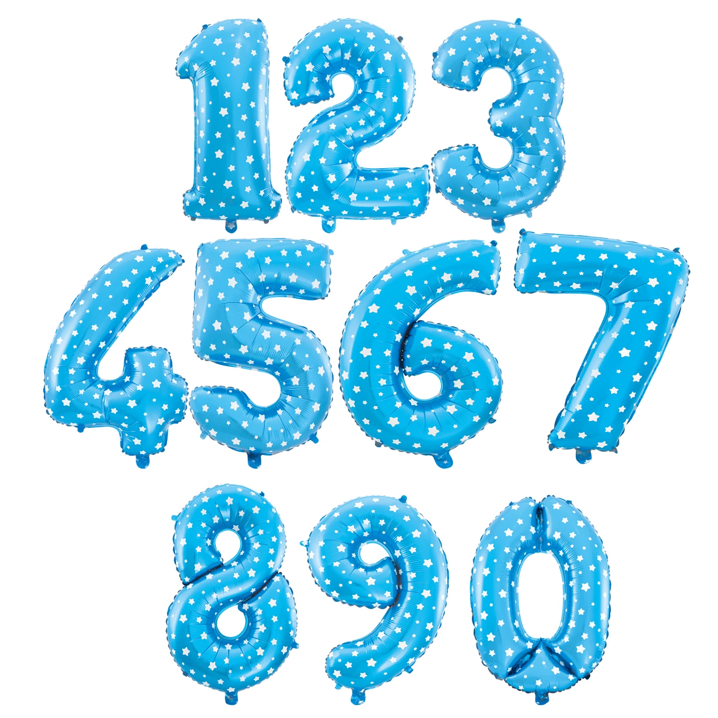 Number 0-1-2-3-4-5-6-7-8-9- 70cm large blue balloon with white stars birthday decoration child helium balloon number 0a 9 Foil balloon numbers birthday anniversary wedding Baby Shower party decoration child