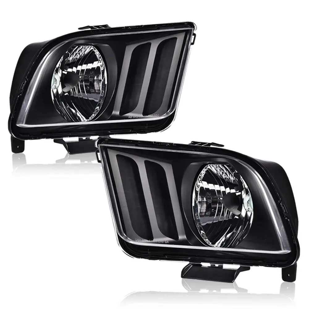 

1Pair Black Housing Headlights Replacement Head Lamps Fit for 2005-2009 Ford Mustang Fo2503215 Fo2502215 Fo2503231 Fo2503302