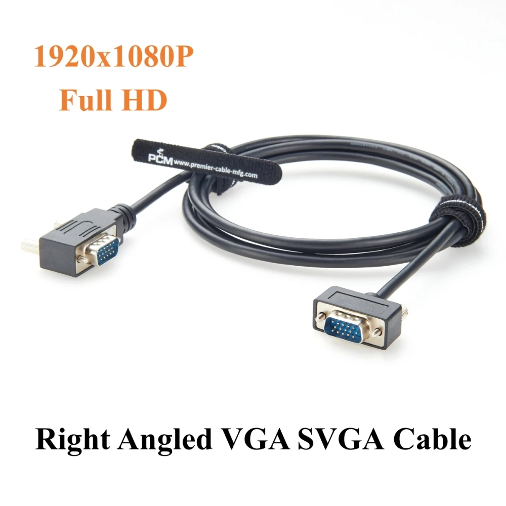 

Right Angled HD15 VGA Cable Ultra Slim SVGA Male to Male Monitor Video Cable Full HD 1080P Resolution for Laptop, KVM Switch
