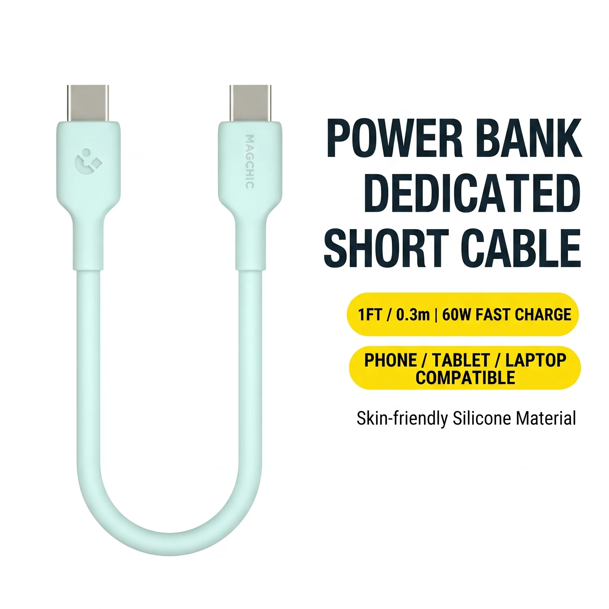1FT 0.3M USB Type C Short Cable For Power Bank PD 60W Fast Charging Data Cord For iPhone 17 16 15 Samsung Galaxy S25 S24 S23