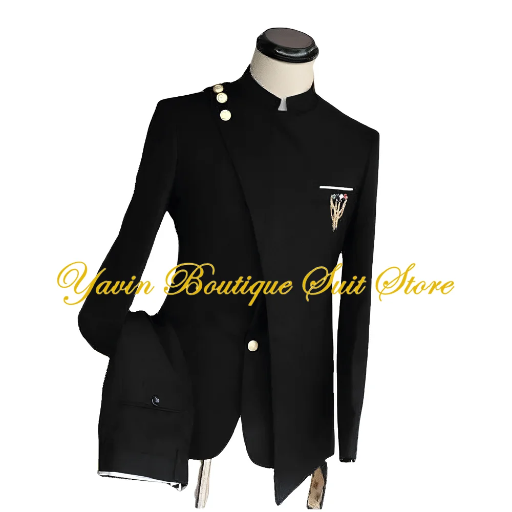 African Style Men's Suit 2 Pieces Single Breasted Jacket Pants Groom's Wedding Tuxedo Formal Man Blazer Suits