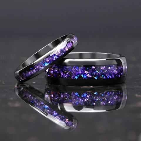 Anel de carboneto de tungstênio para homem anillos bague homme pareja de compromiso moda jóias banda de casamento anéis de noivado de ametista