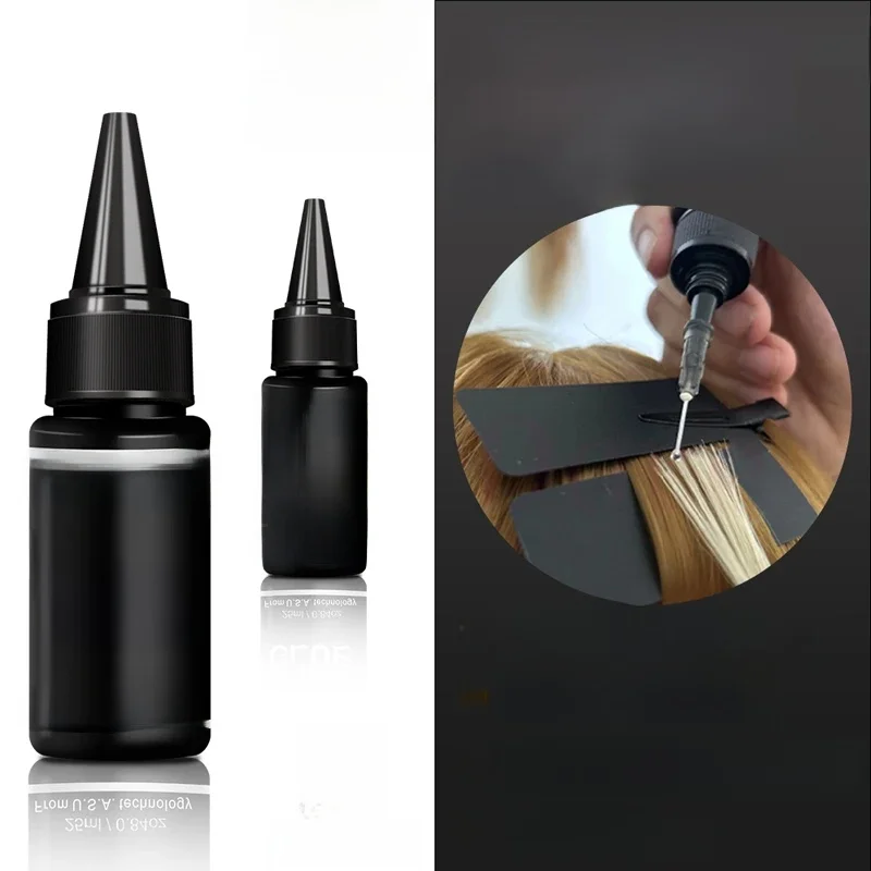 Kit de colle UV pour extensions de cheveux, avec colle légère en V et Solution d'élimination de la colle sèche, outils de coiffure, colle transparente et invisible pour liaison des cheveux