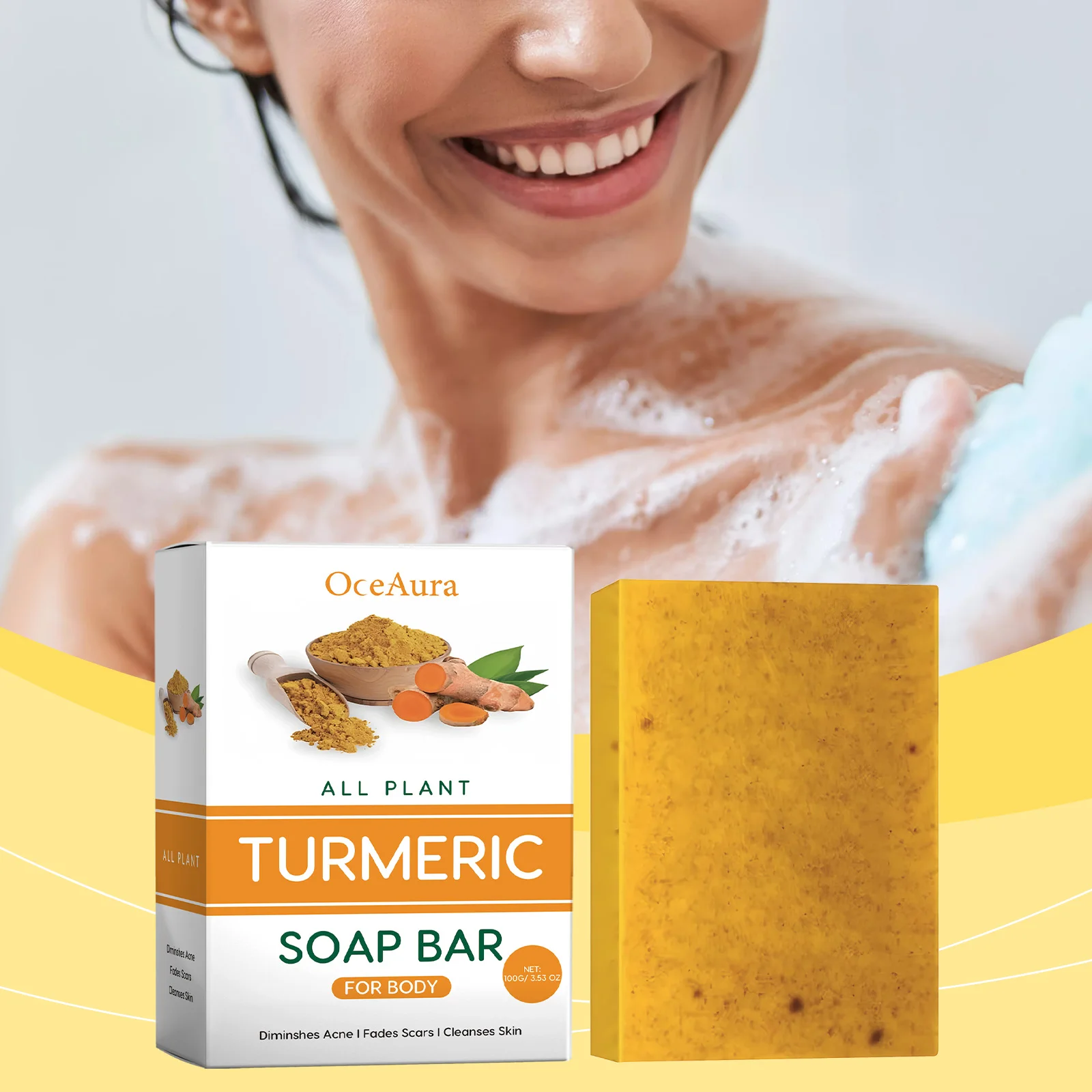 Lemon Turmeric Kojic Acid Soap Even Skin Tone Improved Skin Vitality Refreshing Control Oil Hydrating Moisturizing Bath Soap
